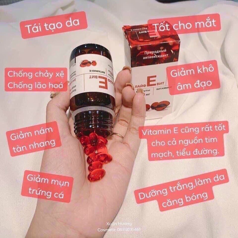 🌸🌸HỦ 30 VIÊN VITAMIN E DƯỠNG TÓC VÀ DA ĐẸP MIRROLLA NGA 🌸🌸