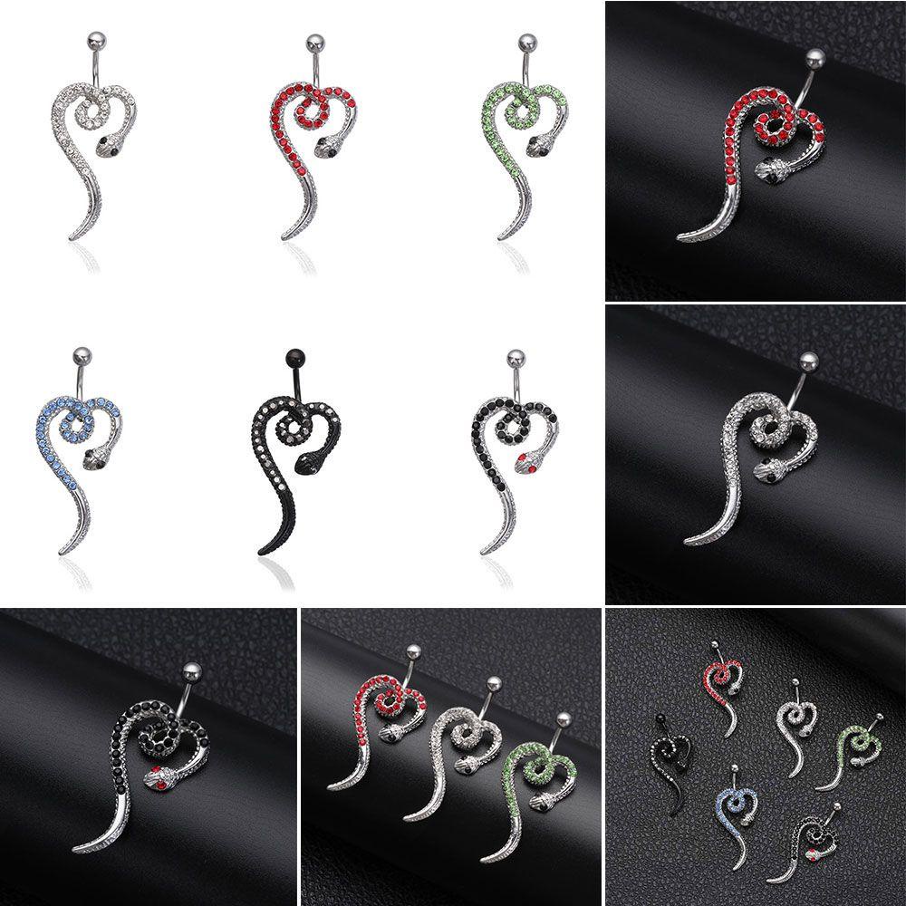 Khuyên Rốn Thép Không Gỉ Hình Rắn Đính Đá LAYOR1 Thời Trang Unisex