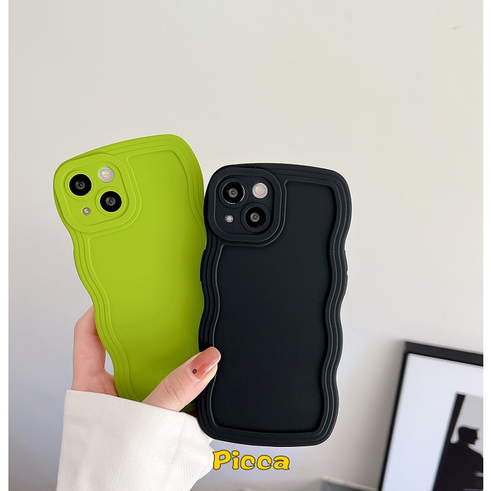 Ốp Điện Thoại Silicon Chống Sốc Viền Gợn Sóng Màu Kẹo Cho IPhone 11 XR 7 8 14 Plus 11 12 13 14 Pro MAX X 7Plus 8Plus XS MAX