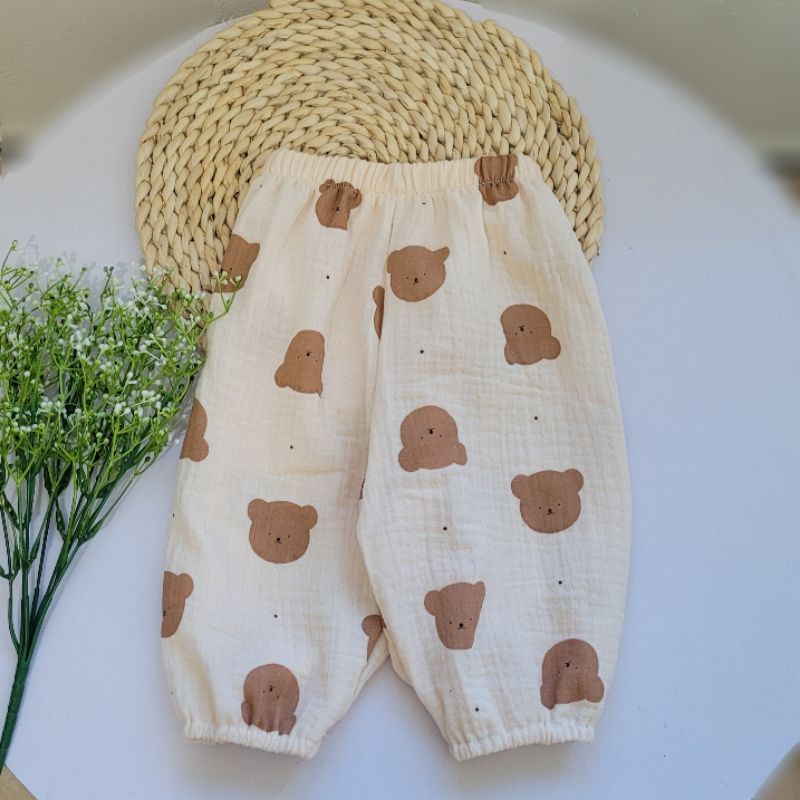 Quần bom xô muslin chống muỗi cắn hè thu cho bé trai bé gái(5-15kg)_ Chíp Chíp Shop