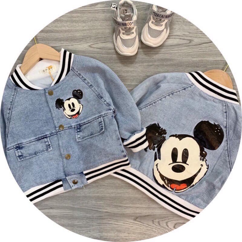 Áo bò bomber mickey bé trai