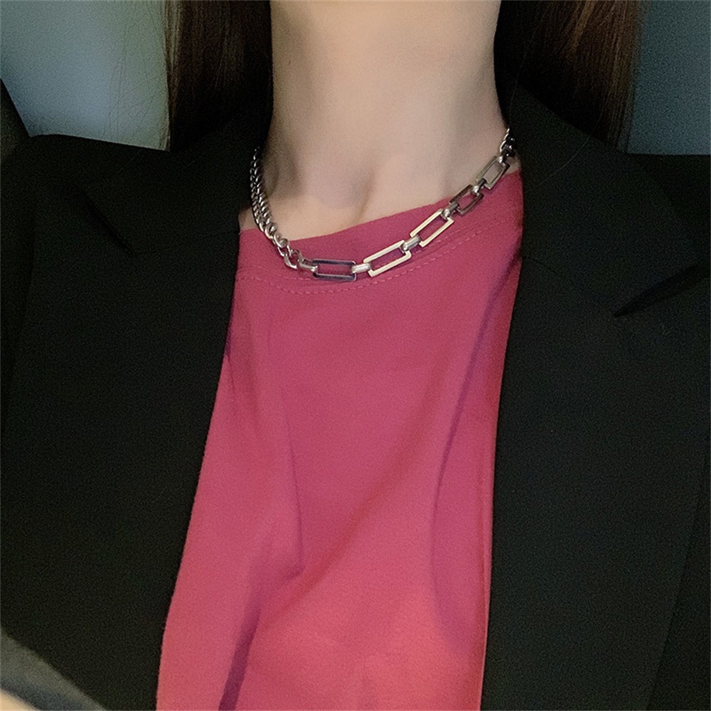 Vòng cổ Hai Trong Một Mặt Vuông Màu Đen Phong Cách Hip Hop Thời Trang Cho Nữ