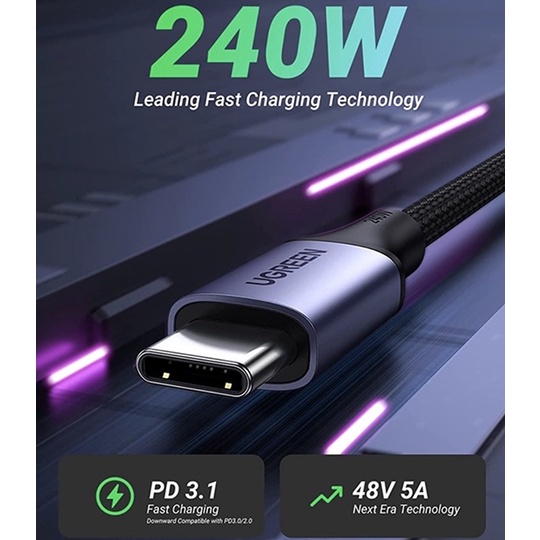 Cáp Ugreen C to C PD 3.1 240w dài 2m chính hãng