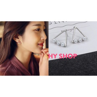 bông tai tam giác 3 viên nhỏ