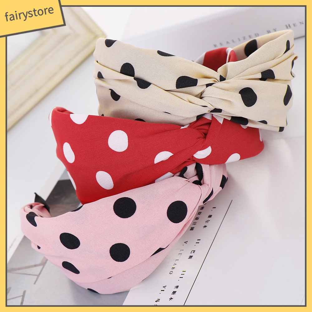 Băng Đô Cài Tóc Hoạ Tiết Chấm Bi Thiết Kế Hợp Thời Trang Cho Nữ