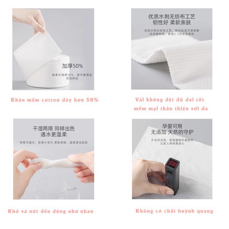 Giấy lau mặt dùng 1 lần khăn mặt cotton khô cuộn giấy tẩy trang lau khô,lau ướt nội địa trung