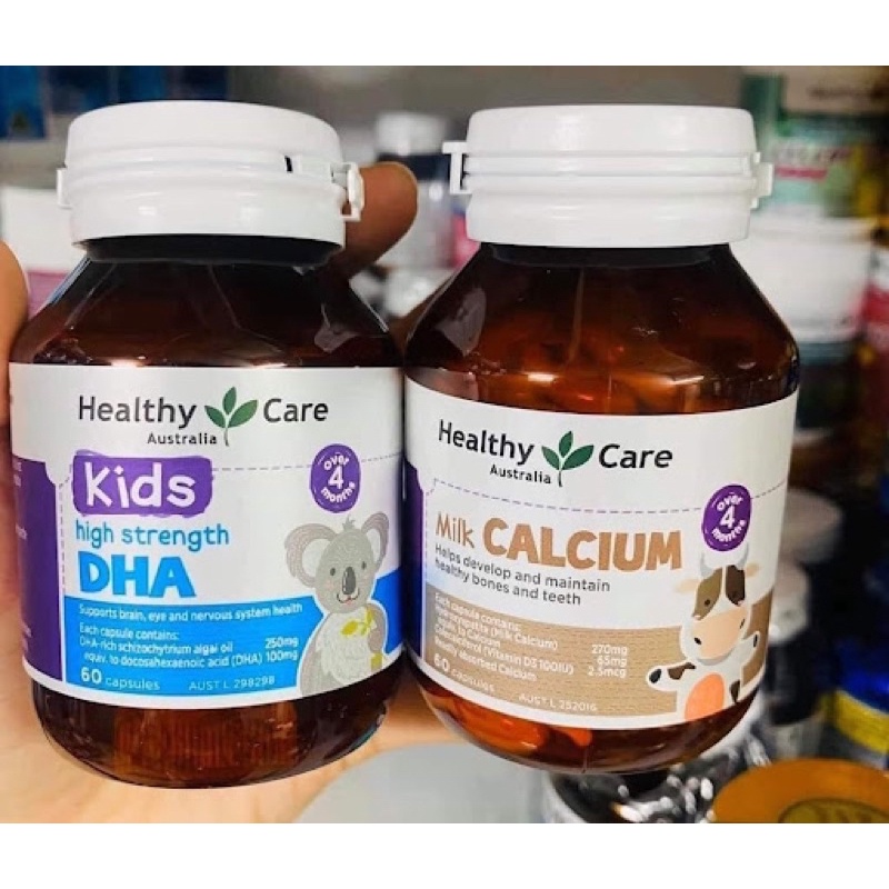 {Giảm giá}(date mơis) DHA/Canxi HealthyCare Úc cho bé từ 4 tháng tuổi, 60 viên