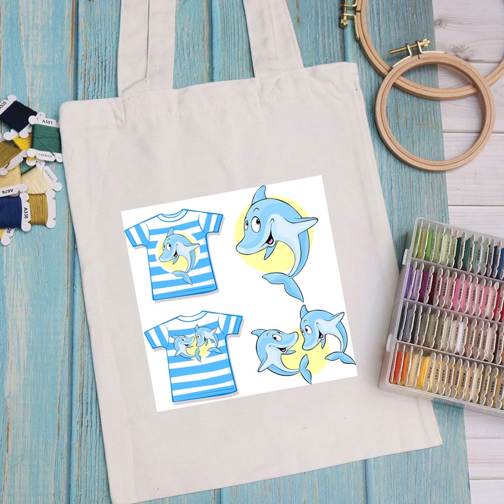 Túi vải túi Tote KID - Mẫu 5 vải canvas dày đẹp cho nữ có khóa miệng đi học đi chơi. In hình theo yêu cầu
