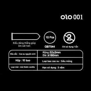 Hộp 10 cái bao cao su OLO 0.01 siêu mỏng kéo dài thời gian QH - lovetouch