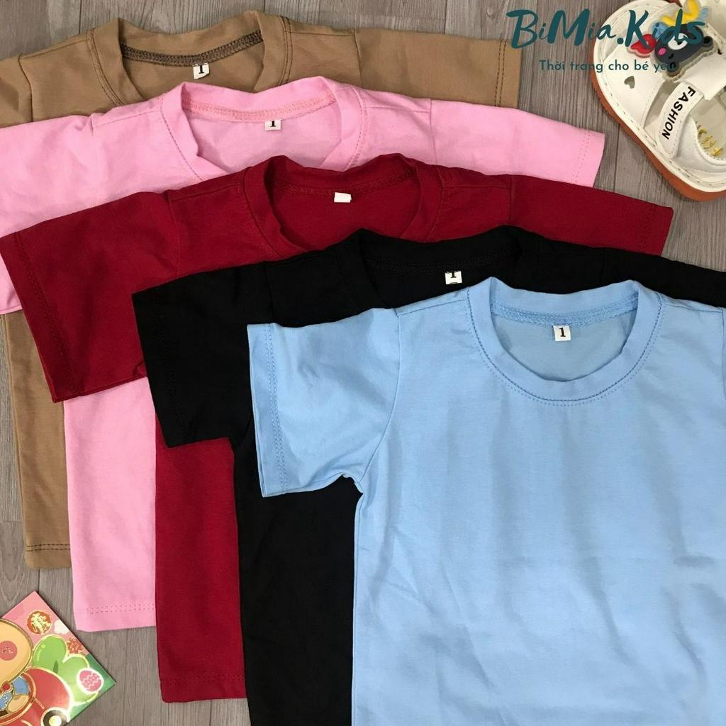 Áo thun trơn cộc tay cho bé trai bé gái BIMIA.KID Cotton 100% thoáng mát chất lượng cao