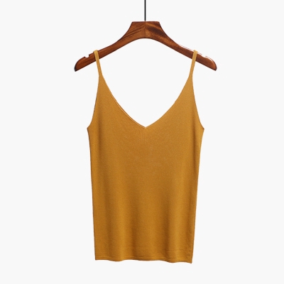 Áo Tank Top Dệt Kim Sát Nách Thiết Kế Cổ Chữ V Khoét Sâu Quyến Rũ