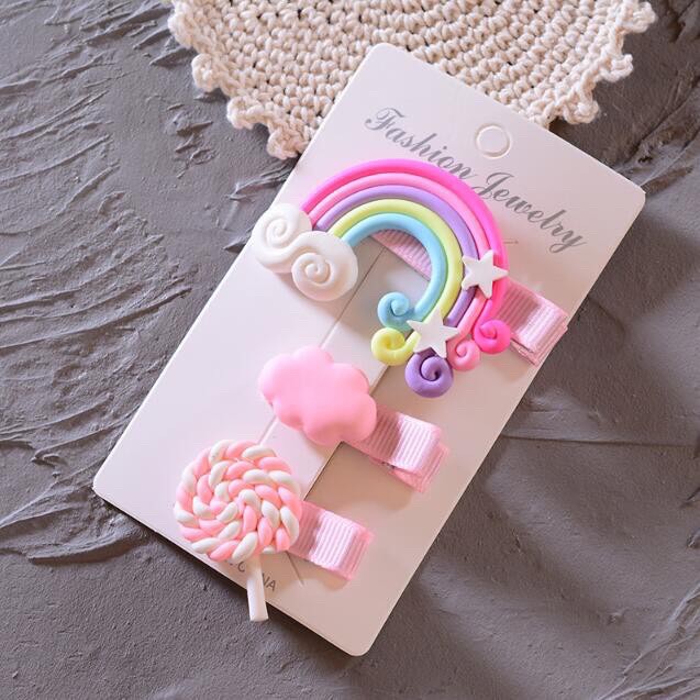 Set 3 Kẹp Tóc Cầu Vồng Xinh Xắn Phong Cách Hàn Quốc - Kẹp Tóc Kẹo Ngọt Cho Bé - Dumi Shop GG