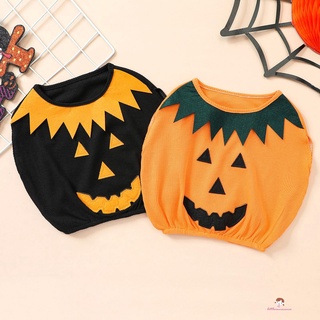 Áo thun không tay cổ tròn hình quả bí ngô phong cách Halloween thời trang cho bé trai và bé gái 6TH-4T