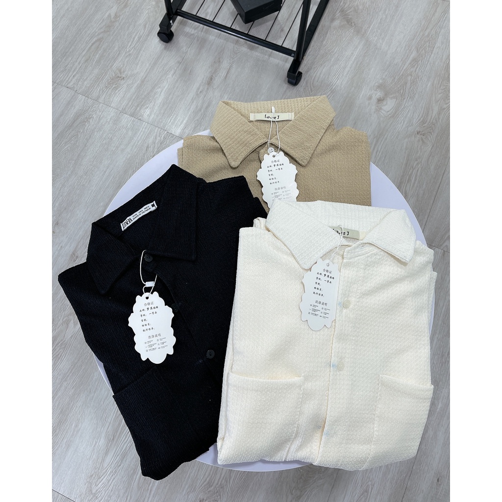 Set đồ nữ áo sơ mi đũi cộc tay mix quần dài xuông basic cực sang form thụng S04