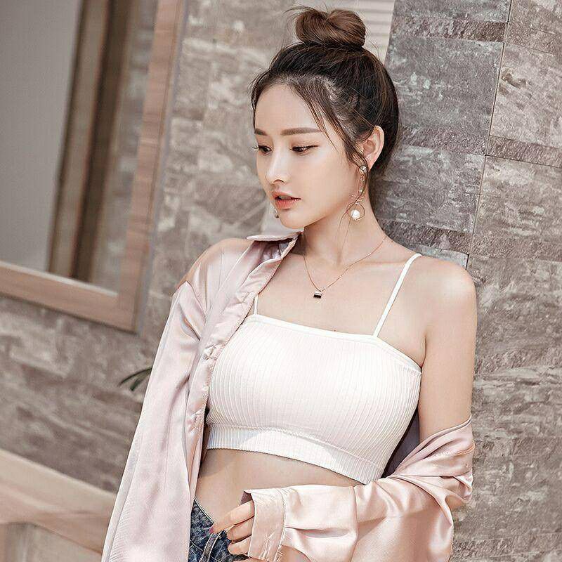 Áo bra nữ 2 dây quây gân tăm, áo chíp học sinh mềm co giãn thoải mái.