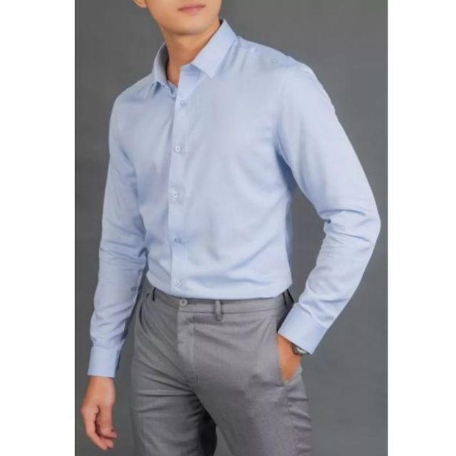 Áo sơ mi nam đẹp dài tay hàn quốc cao cấp F8888 màu xanh nhạt SMT6188