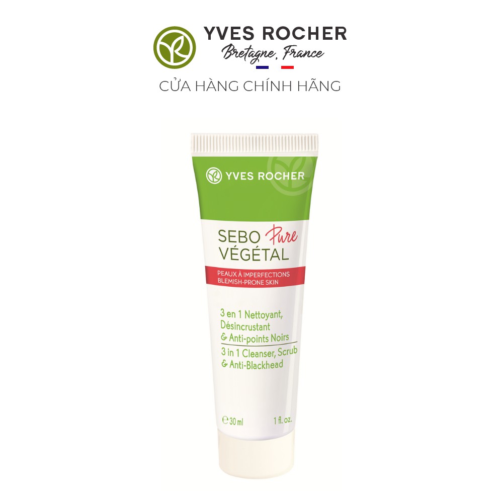 Gel Rửa Mặt Cho Da Mụn Yves Rocher Mini 3-In-1 Cleanser, Scrub & Blackheads 30ml | BigBuy360 - bigbuy360.vn