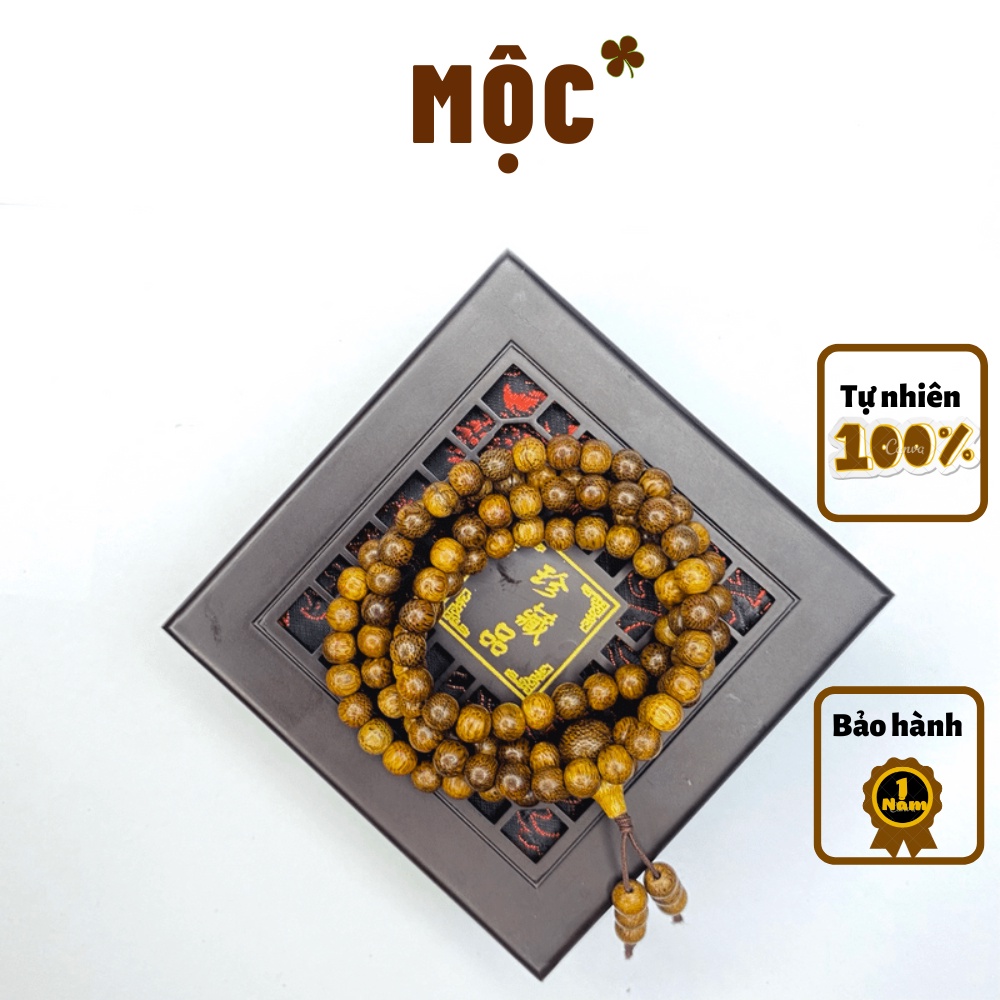 Vòng tay gỗ trầm hương 108 hạt MỘC JEWELRY gỗ trầm hương size 6mm 8mm 108 hạt cao cấp hương thơm trọn đời cho nam nữ