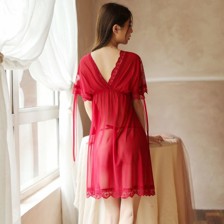 [HÀNG ĐẸP] Váy ngủ ren sexy bẹt vai mặc hai kiểu đồ ngủ big size voan thun với màu đen quyến rũ | BigBuy360 - bigbuy360.vn