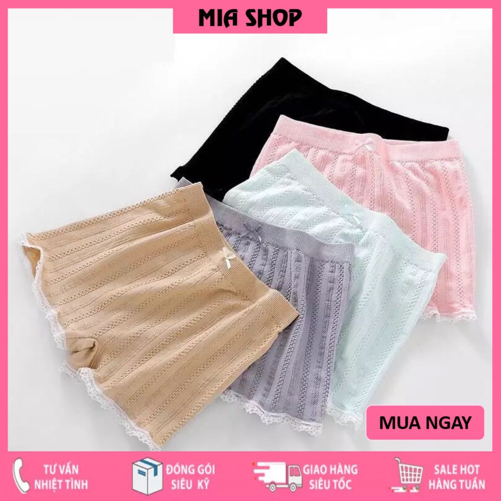 Quần Mặc Trong Váy 💖 FREESHIP 💖 Quần Lót Mặc Váy Ngắn Coton Dệt Gân Cao Cấp Q450