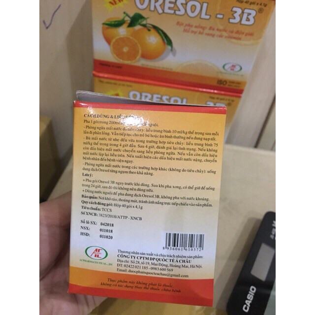 Bột pha uống ORESOL 3B bù nước và điện giải
