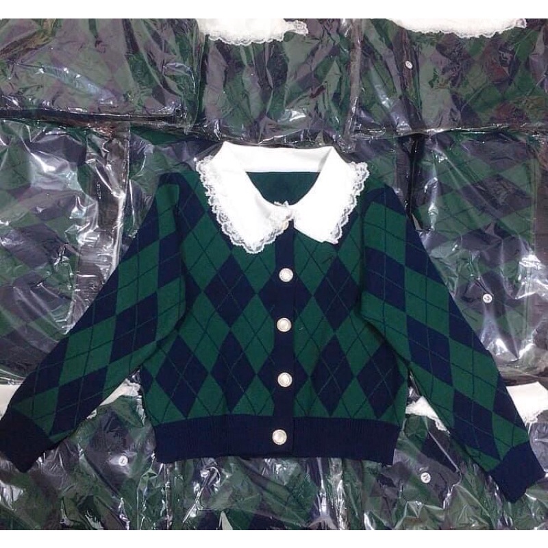 áo len nữ dáng ngắn( cổ sơ mi có thể tháo rời)