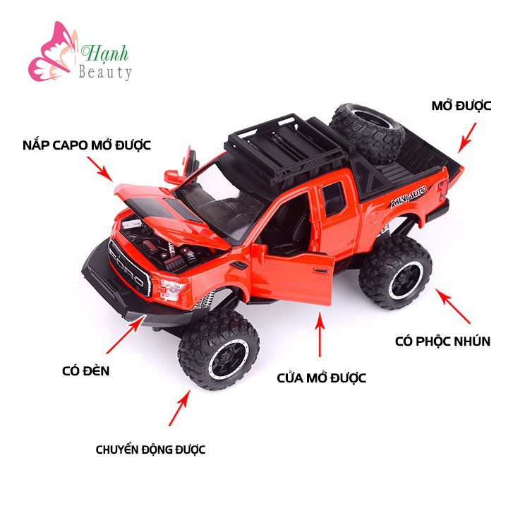 Xe mô hình bán tải Ford F150 Offroad 1:32 bằng sắt có đèn và âm thanh