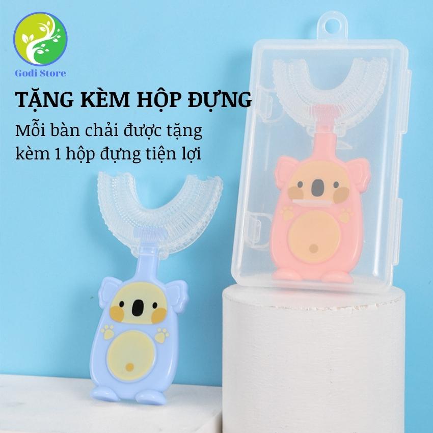Bàn Chải Đánh Răng Cho Bé Đầu Chữ U Silicon Mềm Hình Vịt Đáng Yêu Kèm Hộp Đựng Tiện Lợi - G85