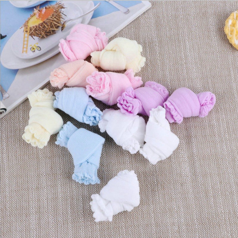 Vớ Cotton Mềm Chống Trượt Màu Trơn Dễ Thương Cho Bé 0-4 Tuổi