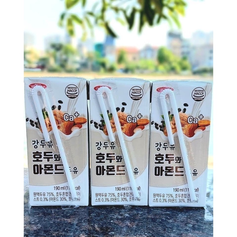 Sữa hạt óc chó hạnh nhân Hàn Quốc 190ml - Thùng 16 hộp - Date 12/2024