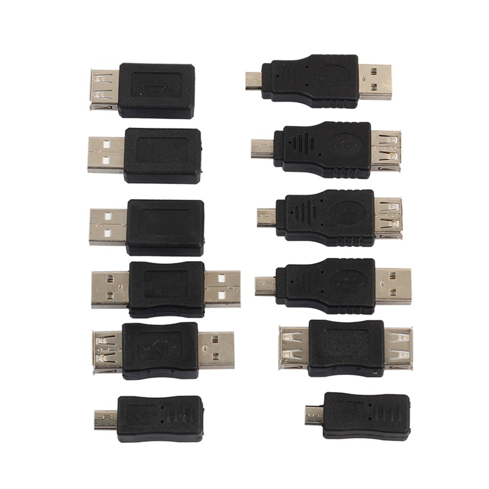 ✦ 12 Pcs USB 2.0 Male to Female Micro Mini Changer Adapter Converter Connector Kit