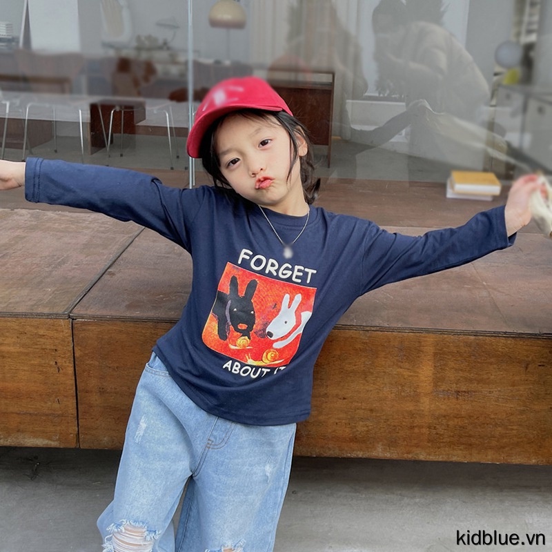 Tops Korean Children's Long-sleeved T-shirt Cartoon Print Blouse Comfortable Bottoming Shirt Thin Section Tops