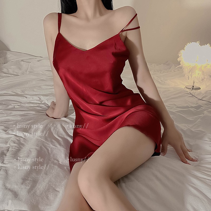 (M.79) Váy ngủ sexy lụa trơn cao cấp Đầm mặc nhà gợi cảm quyến rũ kiểu basic