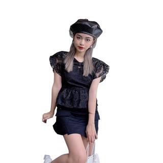 Áo kiểu xoè nền vải hoa cúc thêu Daisy SODA POP