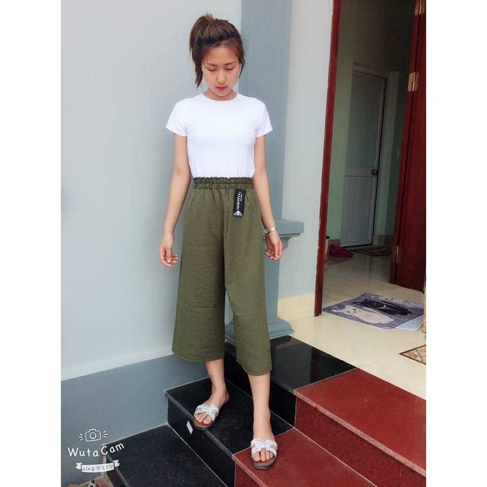 QUẦN CULOTTES ỐNG RỘNG THẮT NƠ VẢI ĐŨI