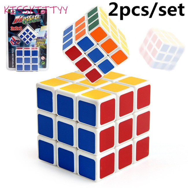 kisskittyy  2pcs/set 3x3 Stickerless Cube Speed  Cube Puzzles Toys Collection Gift infinity cube magic rubik blocks Good rubik blocks