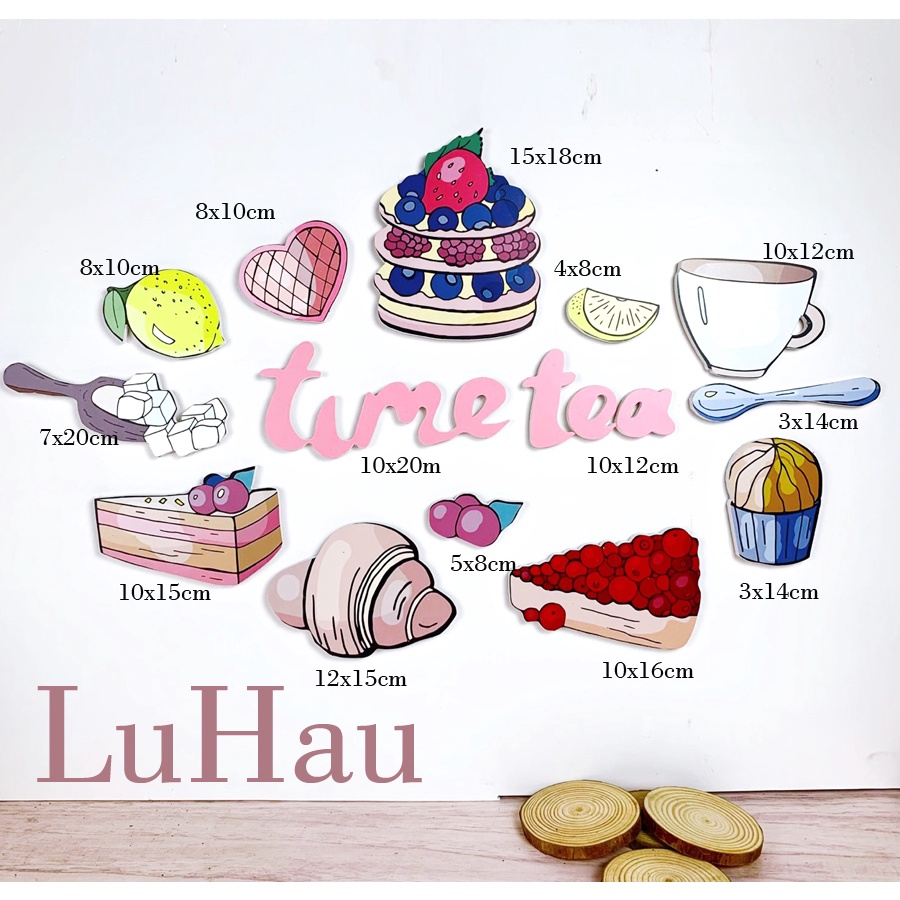 Tranh gỗ decor dán tường Luhau TimeTea trang trí phòng ăn phòng bếp bàn ăn hiện đại, tranh treo tường nhà hàng cafe