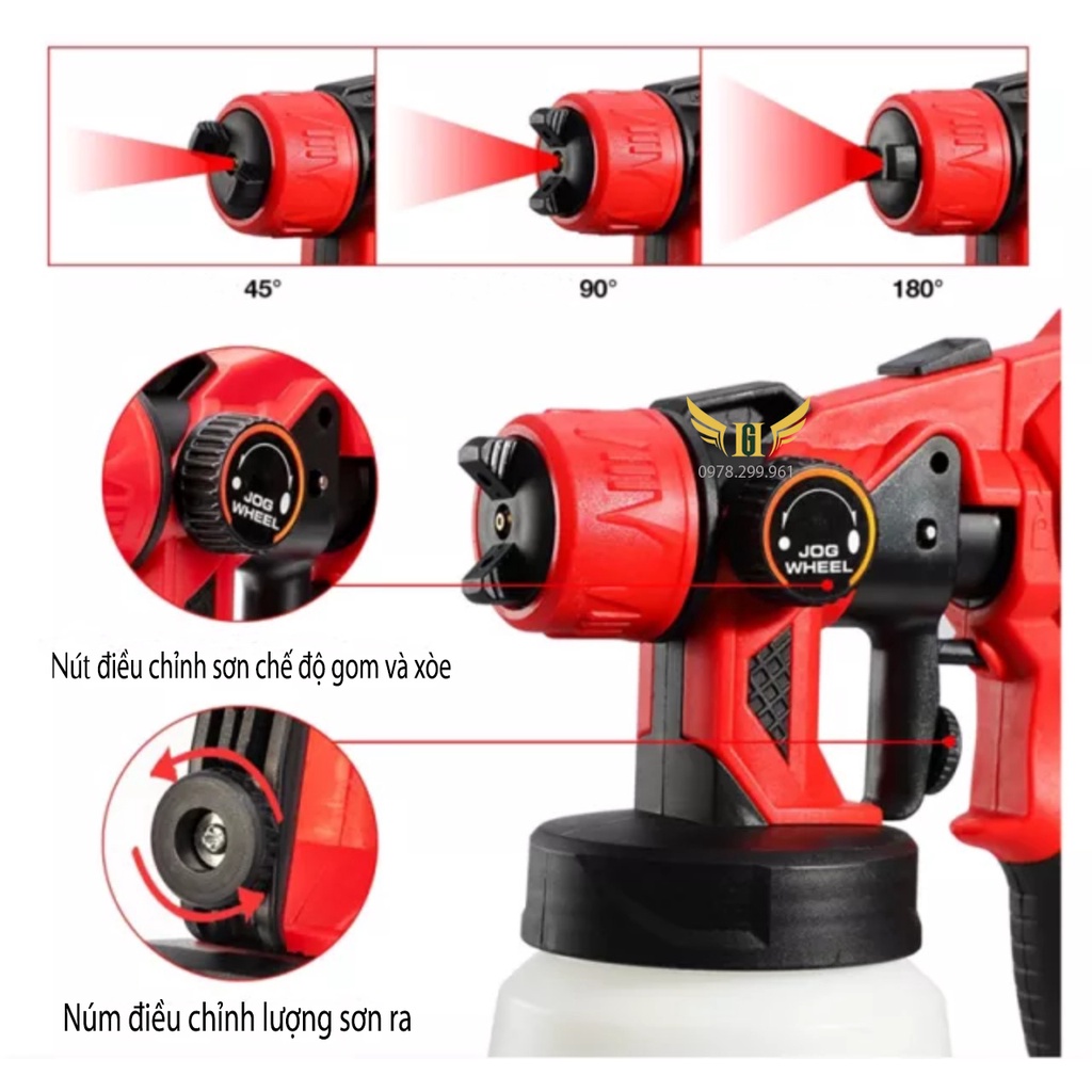 [CHÍNH HÃNG] Máy Phun Sơn Cầm Tay Dùng Pin 18V Spray Gun JH09, Chân Pin Makita Thông Dụng