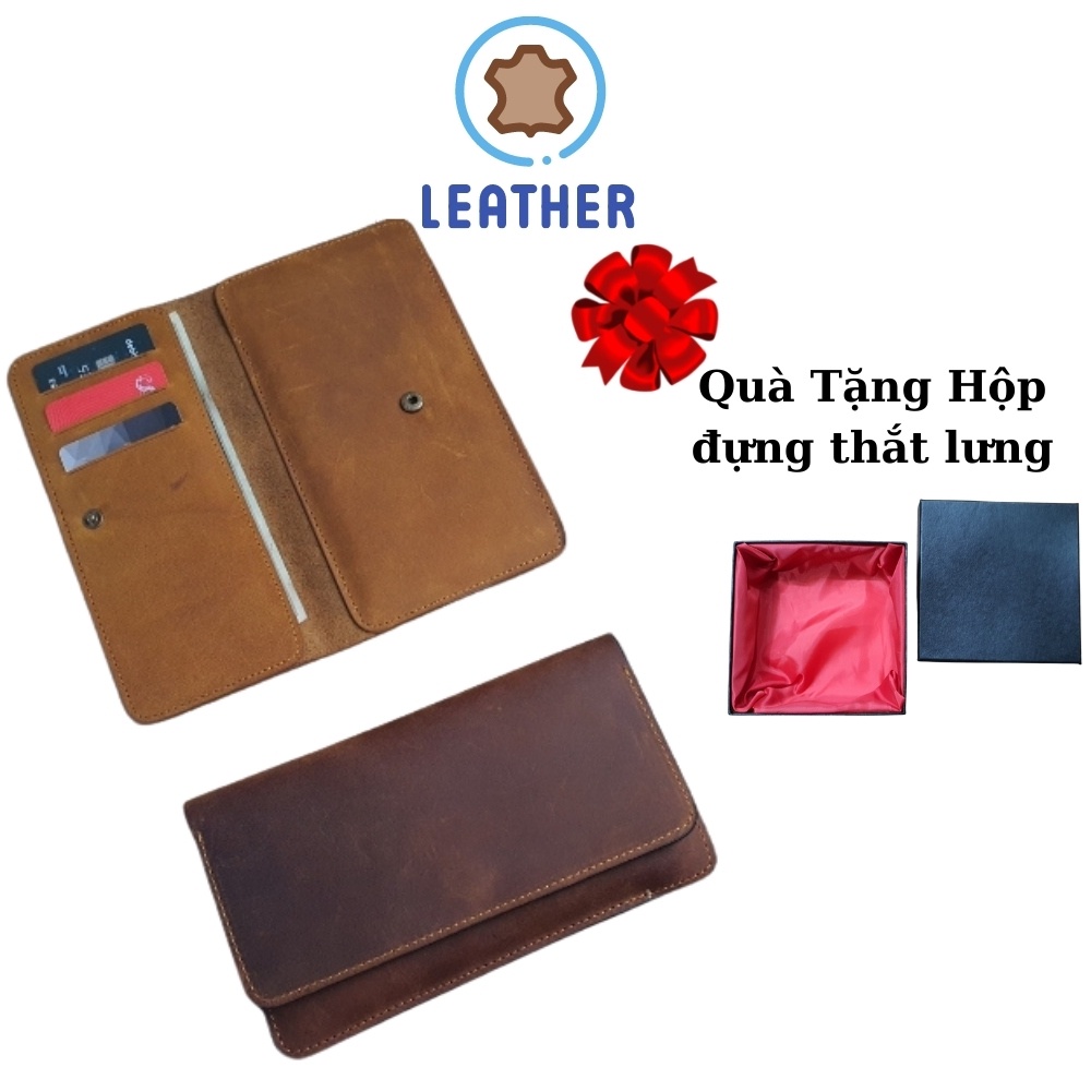 Ví bóp dài cầm tay sang trọng siêu bền - Da bò thật - Đựng được điên thoại bên trong WL106