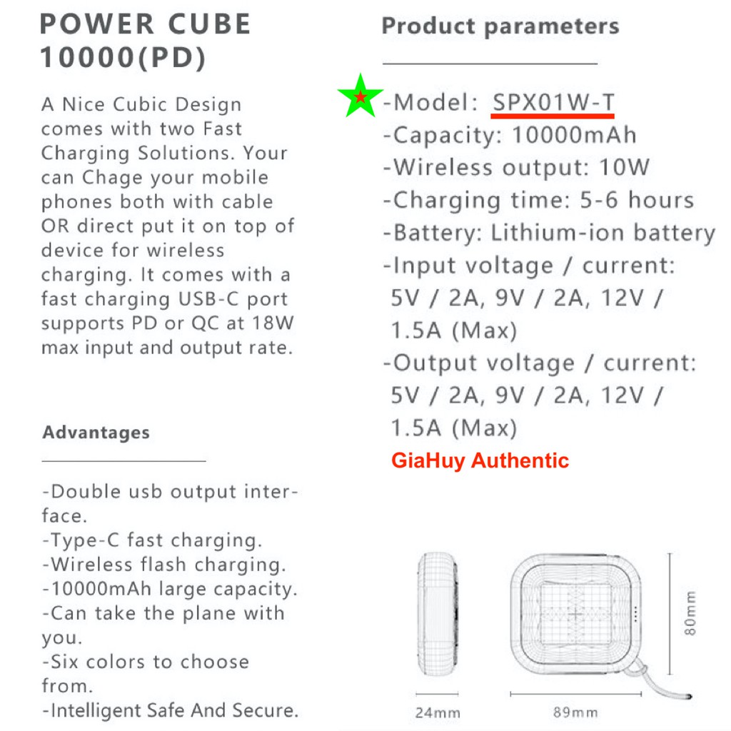 Sạc dự phòng KIÊM Sạc Không Dây MIPOW CUBE X 10000 PD 18W &amp; WIRELESS CHARGER 10W (VERSION II)