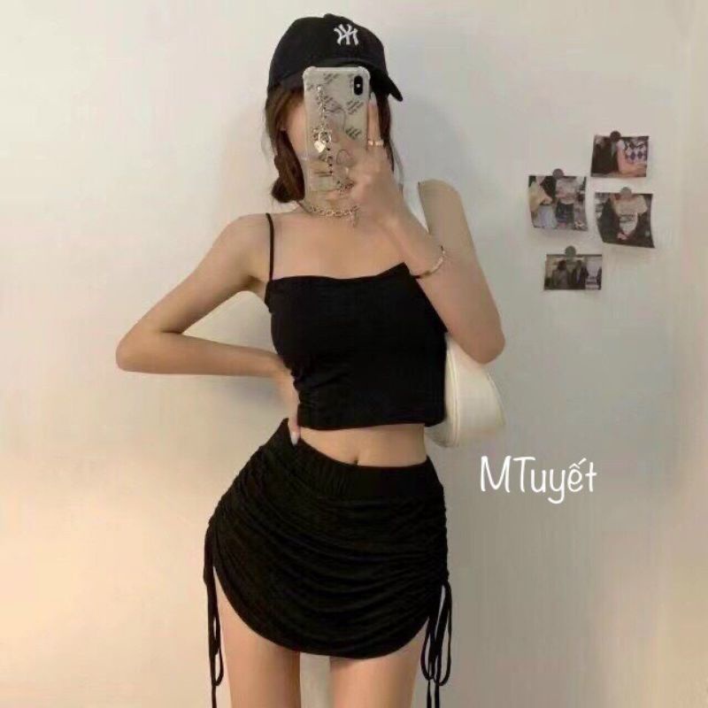 Chân váy dúm dây rút sườn