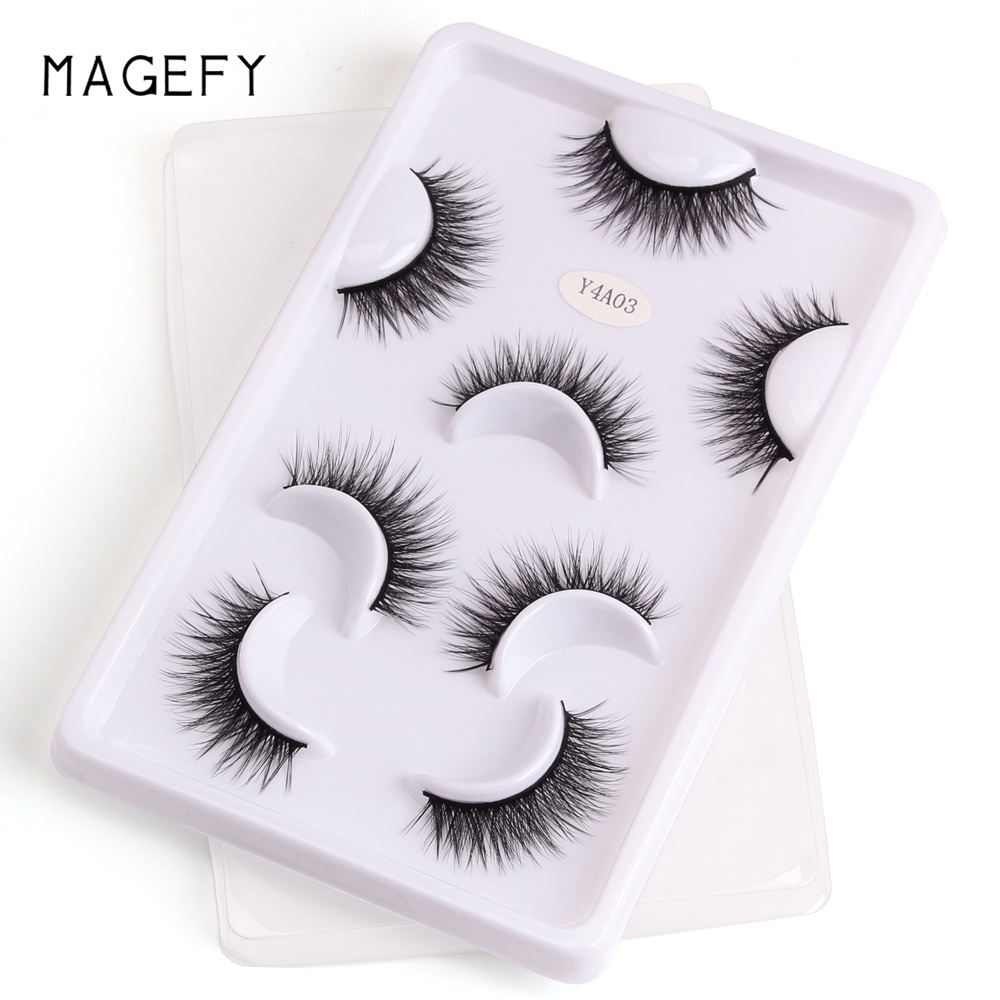 [Hàng mới về] Bộ 4 Cặp lông mi giả 3D, lông mi mềm sợi tơi, có độ cong sẵn,Bộ 4 lông mi giả sợi 3D chất lượng cao MAGEFY