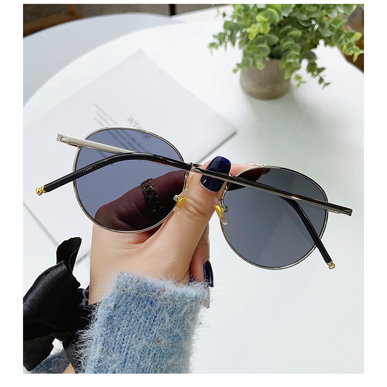 Kính Mát Gọng Oval Kim Loại Phong Cách Âu Mỹ Mới