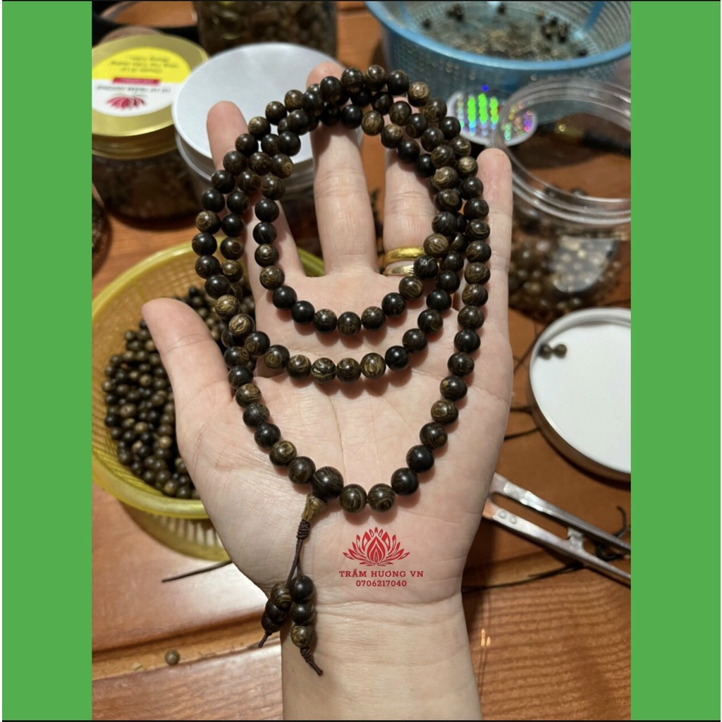 Vòng Tay Trầm Hương Sánh Chìm Chuỗi Tràng Hạt 108 6mm