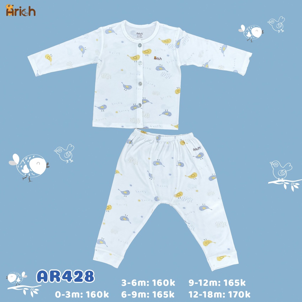 Bộ quần áo dài cài thẳng họa tiết mẫu mới Arich vải sợi tre
