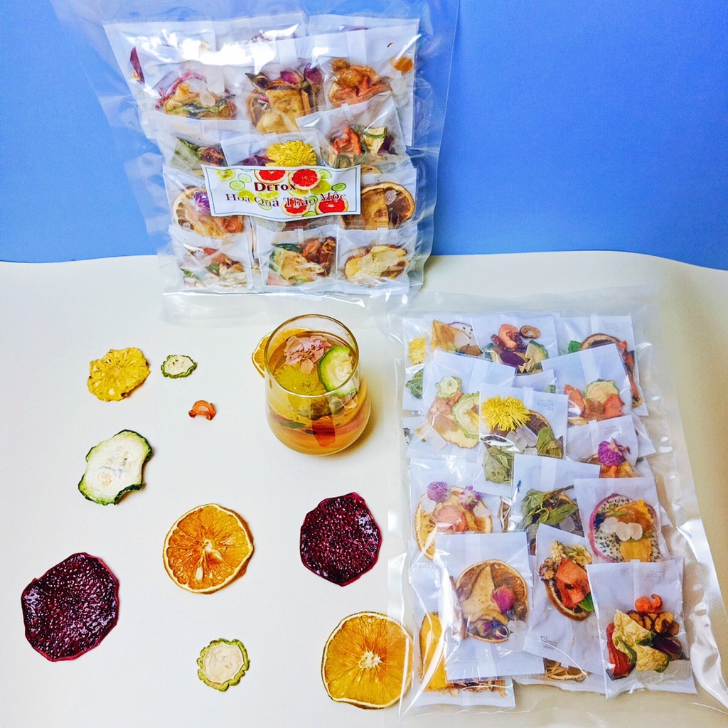 SET Trà hoa quả detox giảm cân thải mỡ chanh leo kim quất bưởi đỏ cam chanh vàng sấy thăng hoa thảo mộc