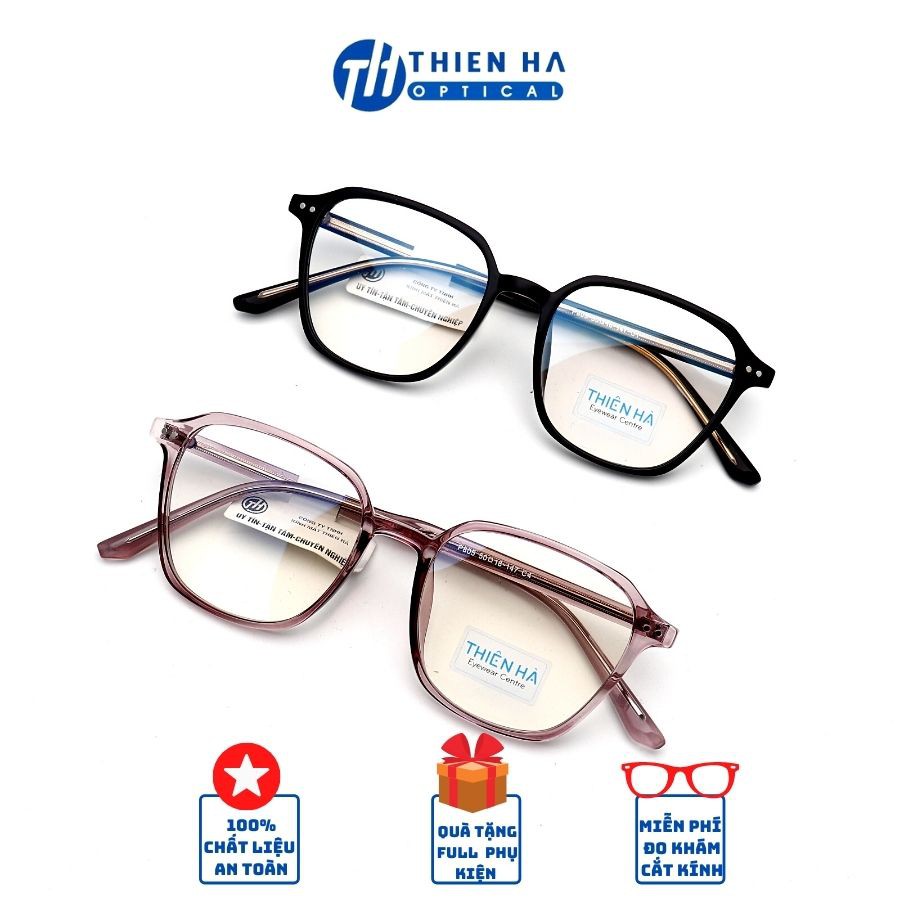 Gọng kính vuông nam nữ Thiên Hà OPtical dáng vuôn unisex chất liệu nhựa Tr90 cốt thép chắc chắn, màu sắc trẻ trung P805