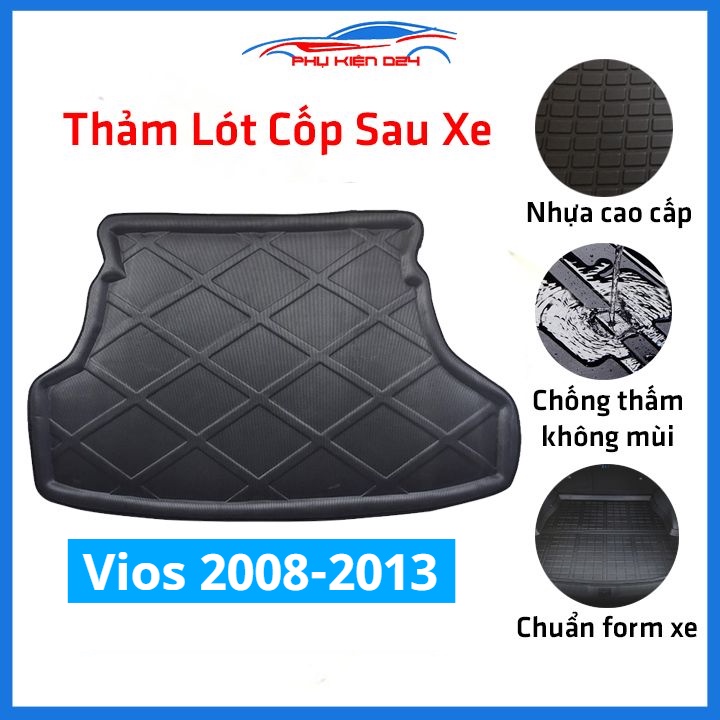 Thảm nhựa lót cốp Vios 2008-2009-2010-2011-2012-2013 nhựa dẻo dày dặn đàn hồi tốt