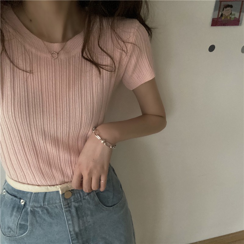 Áo Thun Xiaozhainv Ngắn Tay Màu Trơn Thời Trang Cho Nữ