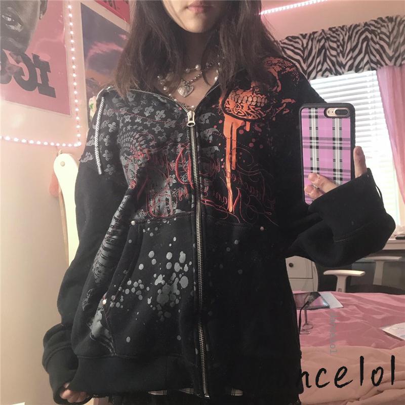 Áo Khoác Nhảy Tay Dài In Hình Đầu Lâu Phong Cách Gothic Punk Dùng Cho Nữ Vào Dịp Halloween 1O1